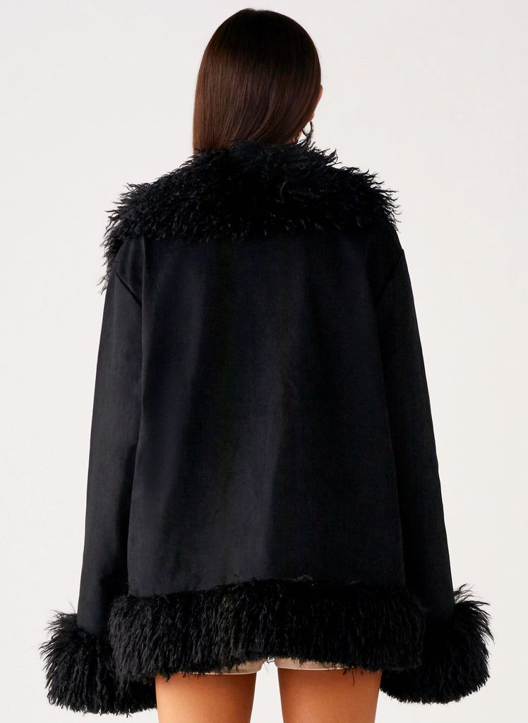 Peppermayo Peppermayo Exclusive - Carmelita Faux Fur Trim Jacket - Black