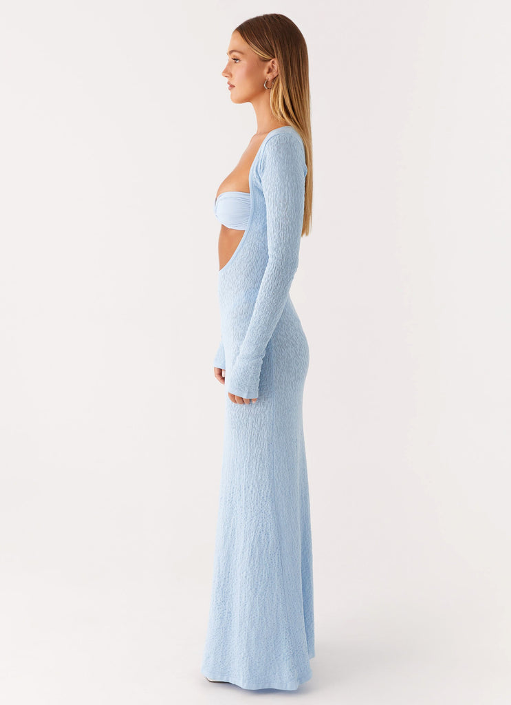 Peppermayo Peppermayo Exclusive - Carnation Long Sleeve Knit Maxi Dress - Blue