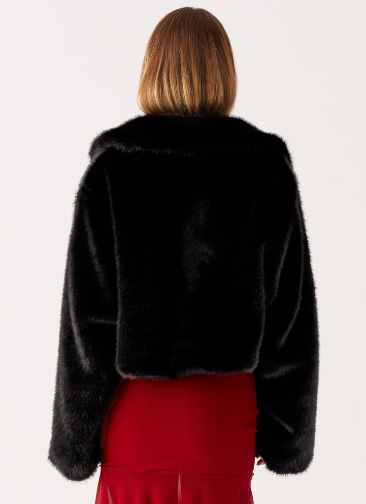 Peppermayo Peppermayo Exclusive - Carys Cropped Faux Fur Jacket - Black