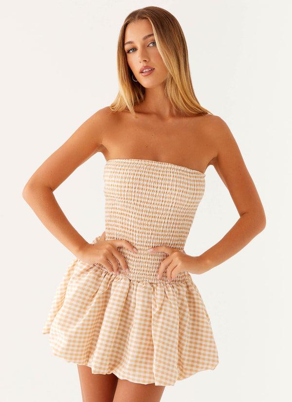 peppermayo Peppermayo Exclusive - Cassidy Mini Dress - Orange Gingham