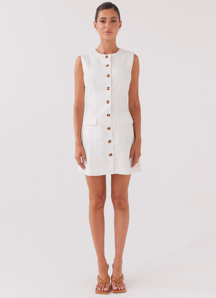Peppermayo Peppermayo Exclusive - Castello Fiore Linen Mini Dress - White