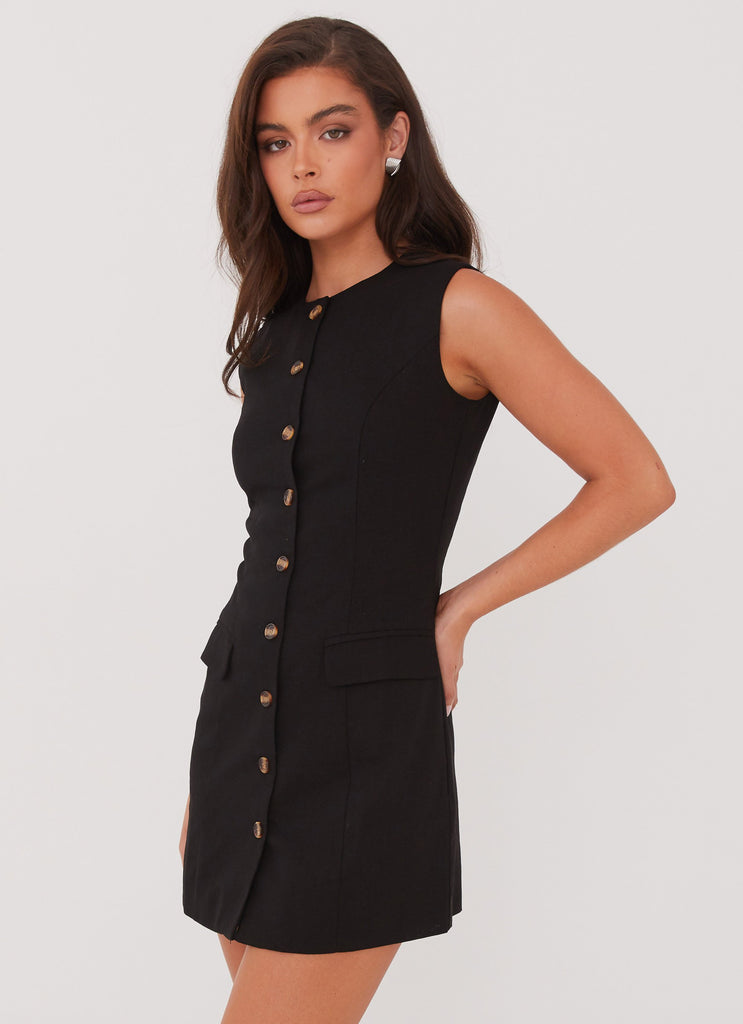 Peppermayo Peppermayo Exclusive - Castello Fiore Linen Mini Dress - Black