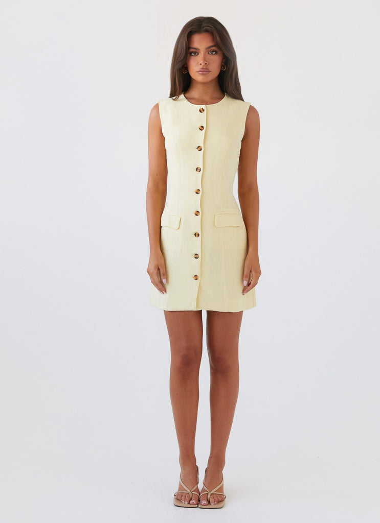 Peppermayo Peppermayo Exclusive - Castello Fiore Linen Mini Dress - Lemon