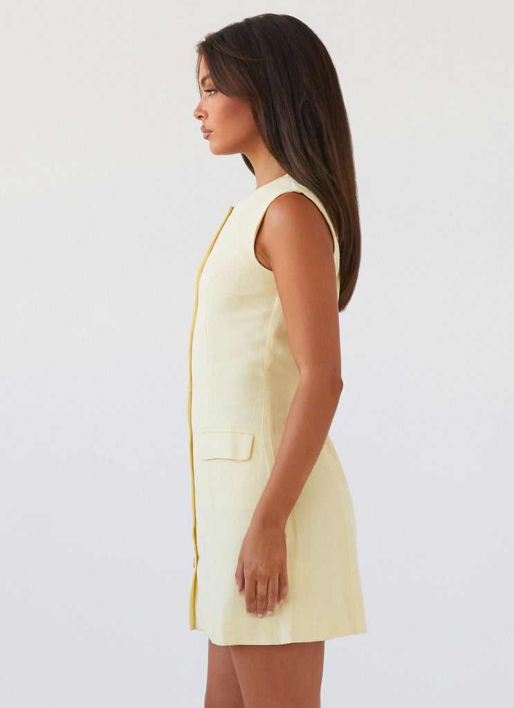 Peppermayo Peppermayo Exclusive - Castello Fiore Linen Mini Dress - Lemon