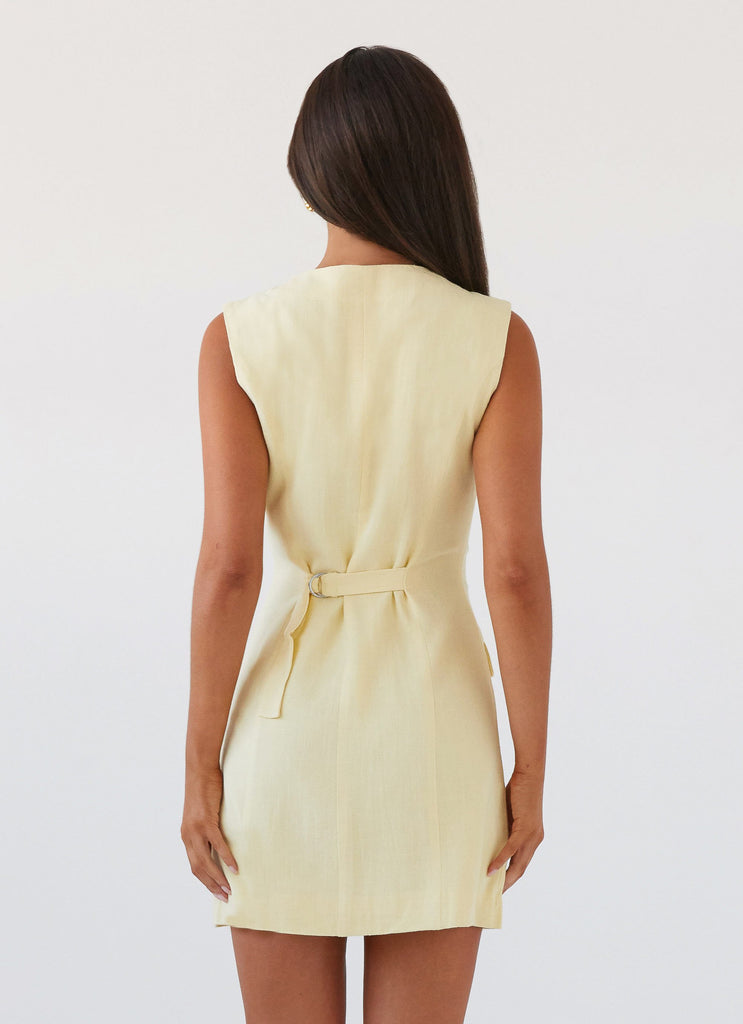Peppermayo Peppermayo Exclusive - Castello Fiore Linen Mini Dress - Lemon