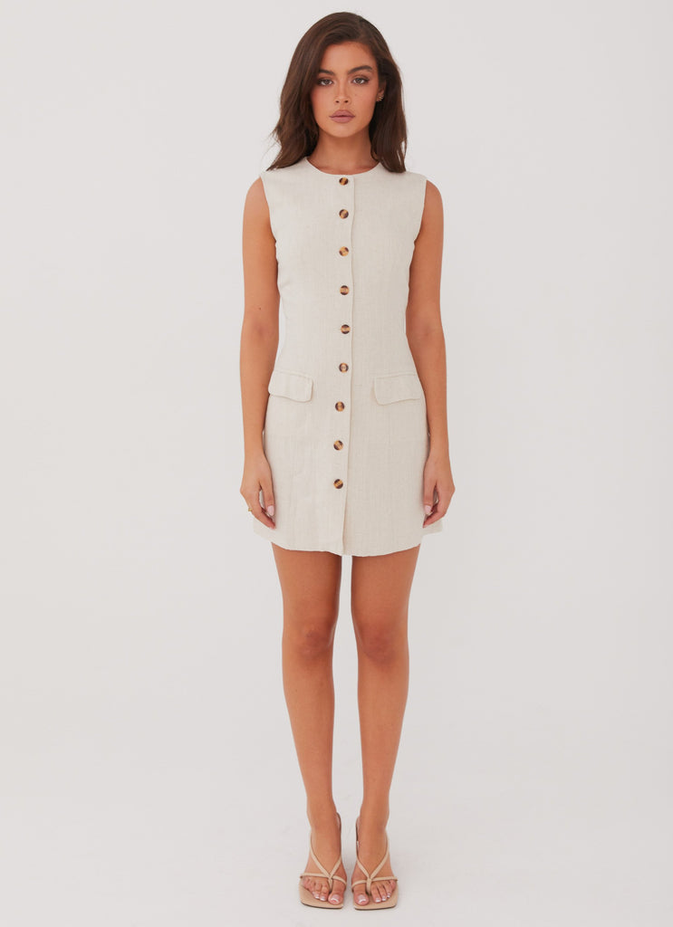 Peppermayo Peppermayo Exclusive - Castello Fiore Linen Mini Dress - Oatmeal