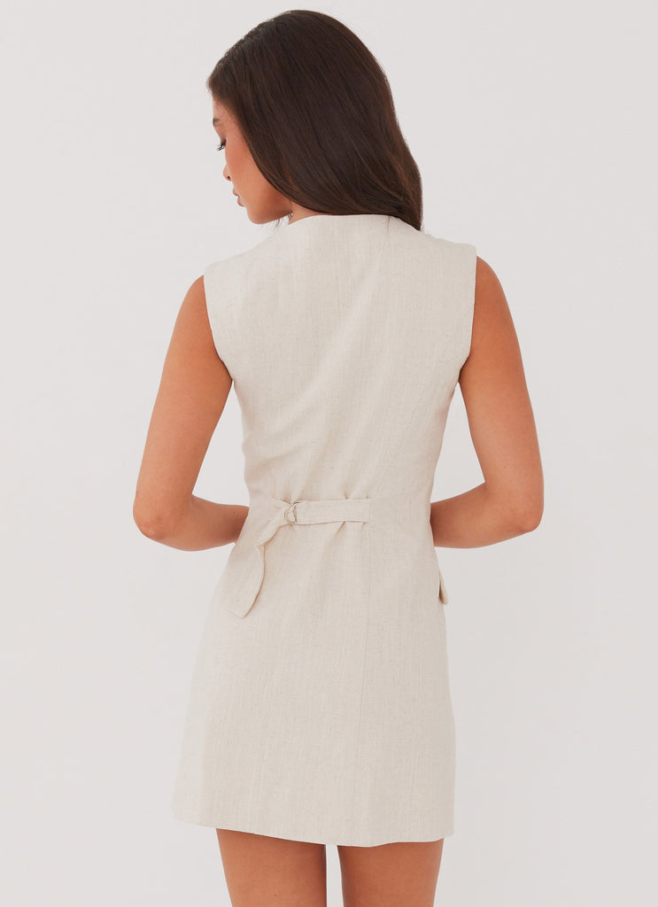 Peppermayo Peppermayo Exclusive - Castello Fiore Linen Mini Dress - Oatmeal