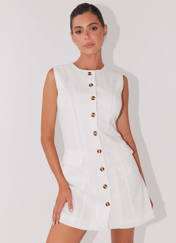 peppermayo Peppermayo Exclusive - Castello Fiore Linen Mini Dress - White