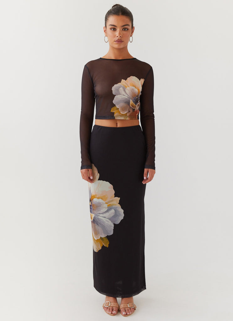 Peppermayo Peppermayo Exclusive - Chain Reaction Mesh Long Sleeve Top - Black Orchid