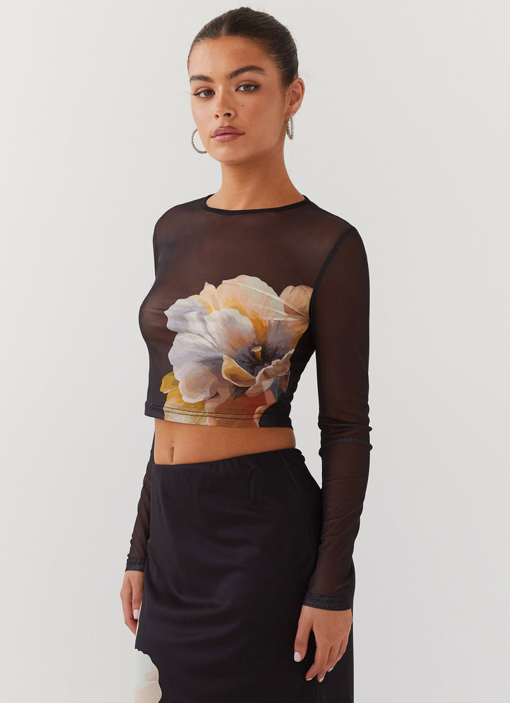 Peppermayo Peppermayo Exclusive - Chain Reaction Mesh Long Sleeve Top - Black Orchid