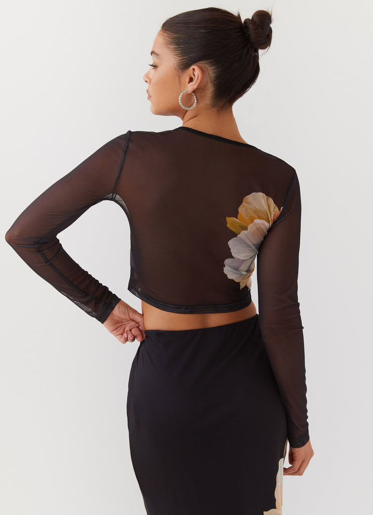 Peppermayo Peppermayo Exclusive - Chain Reaction Mesh Long Sleeve Top - Black Orchid