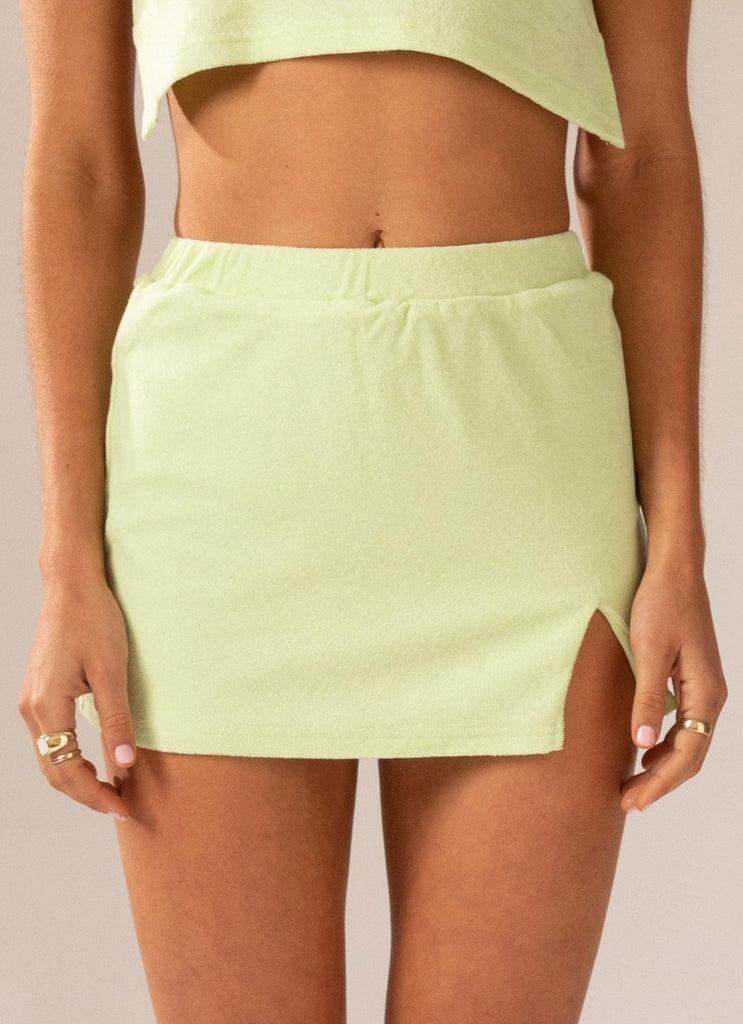Peppermayo Peppermayo Exclusive - Changing Seasons Terry Mini Skirt - Lime Green