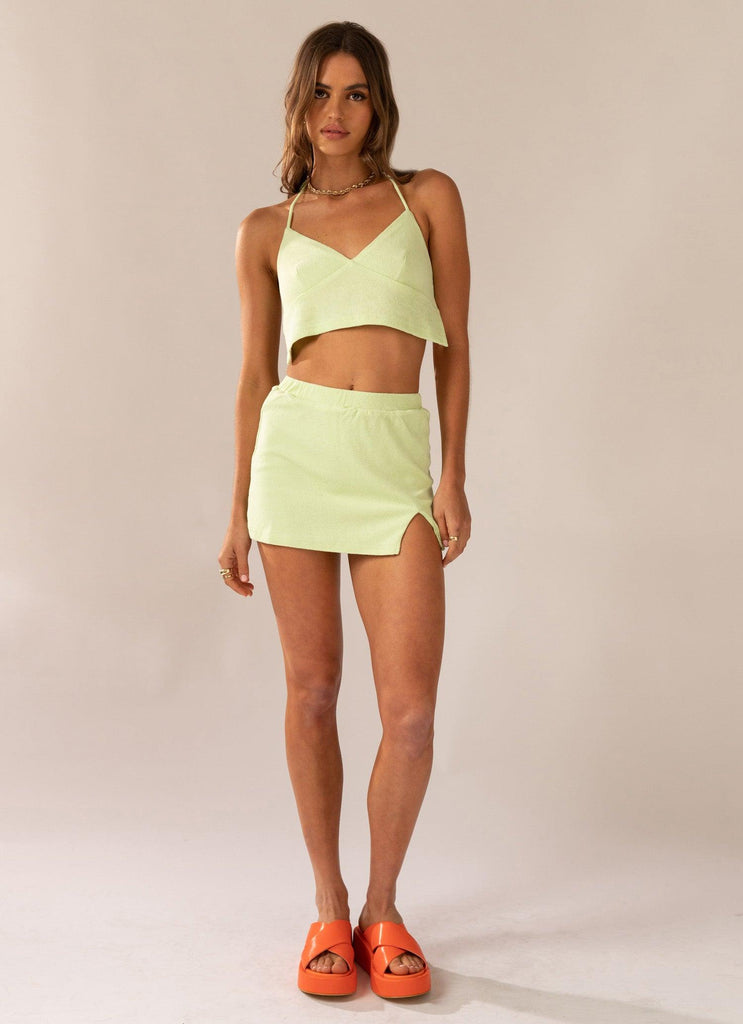 Peppermayo Peppermayo Exclusive - Changing Seasons Terry Mini Skirt - Lime Green
