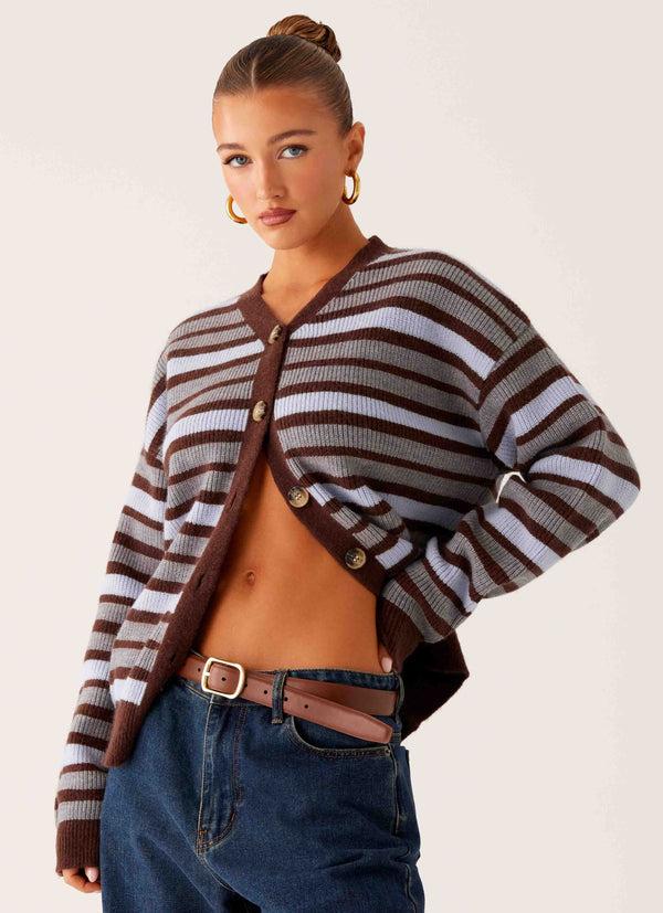 peppermayo Peppermayo Exclusive - Charlie Oversized Cardigan - Tawny Stripe