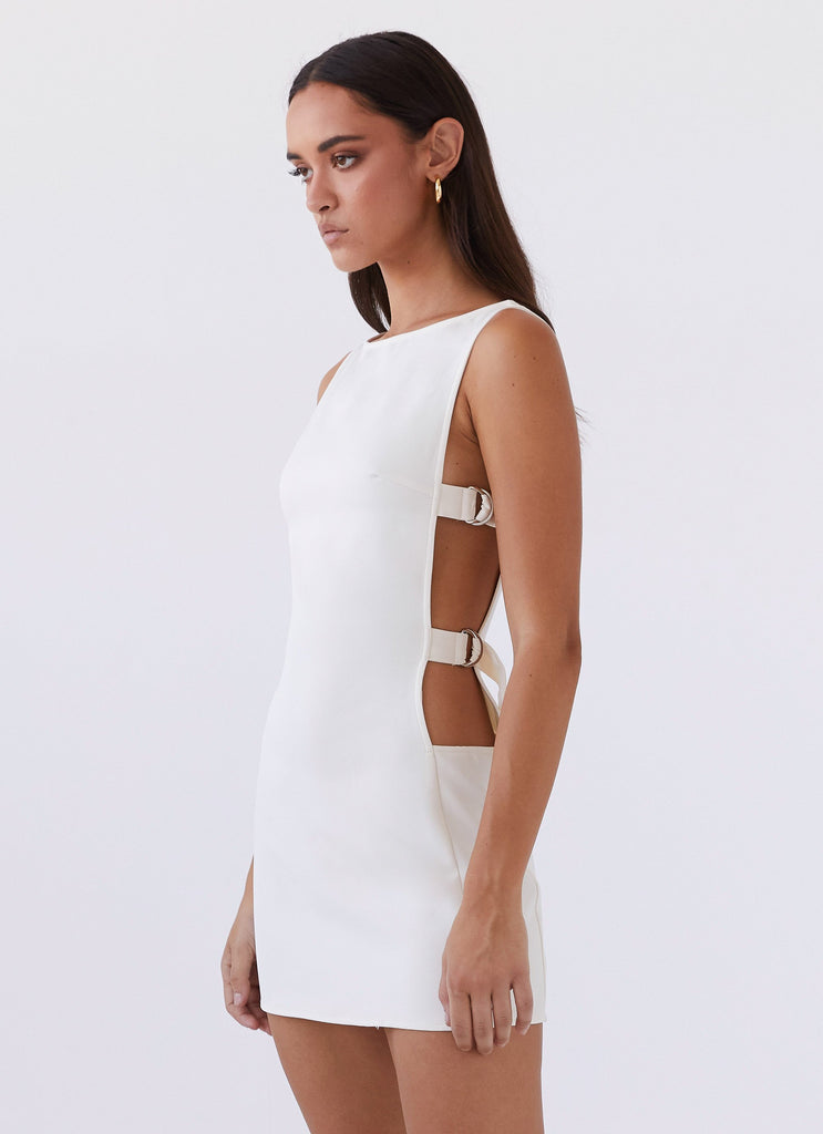 Peppermayo Peppermayo Exclusive - Cherish You Buckle Mini Dress - Ivory