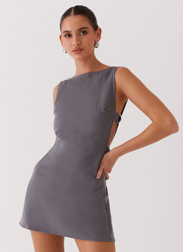 Peppermayo Peppermayo Exclusive - Cherish You Buckle Mini Dress - Charcoal