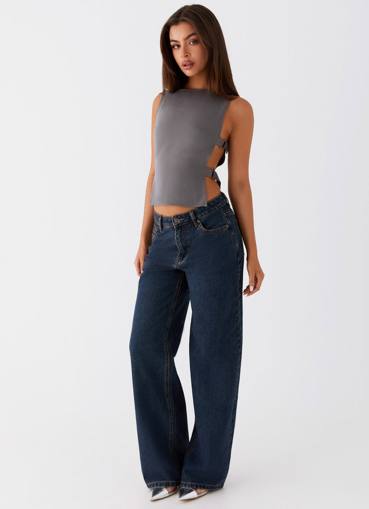 Peppermayo Peppermayo Exclusive - Cherish You Buckle Top - Charcoal