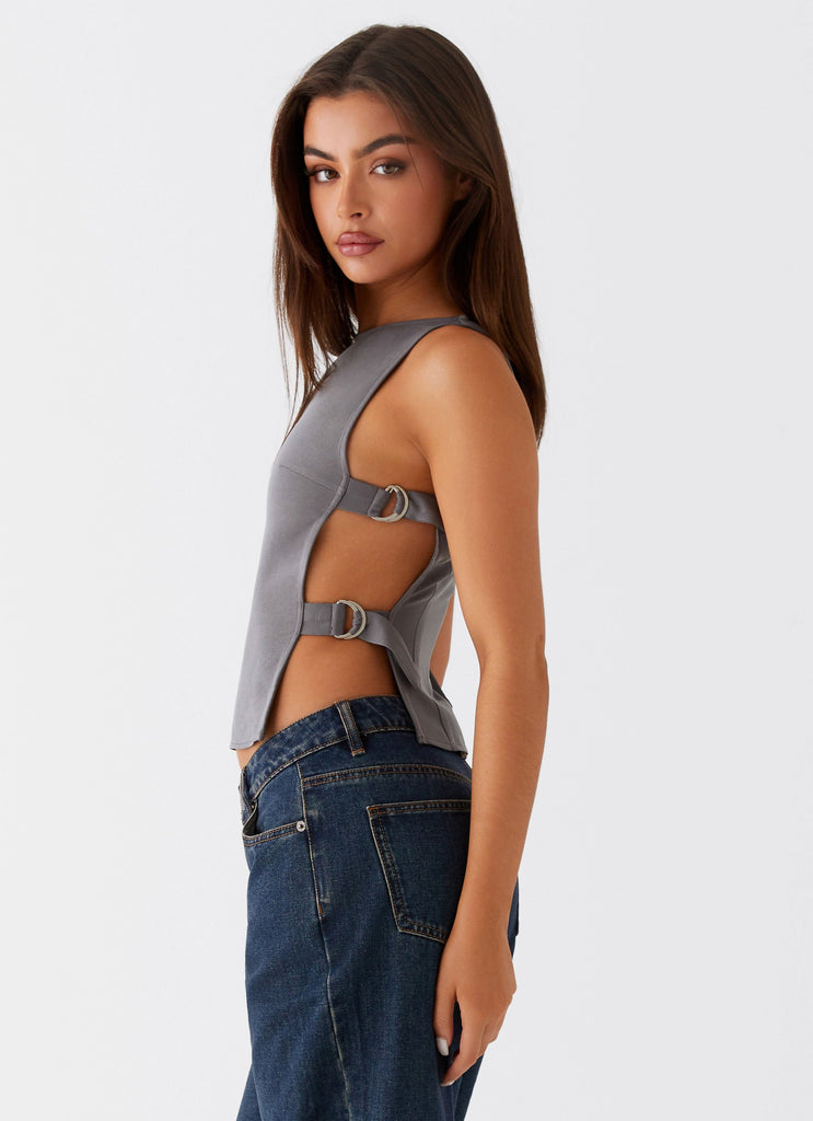 Peppermayo Peppermayo Exclusive - Cherish You Buckle Top - Charcoal