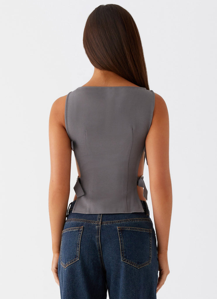 Peppermayo Peppermayo Exclusive - Cherish You Buckle Top - Charcoal