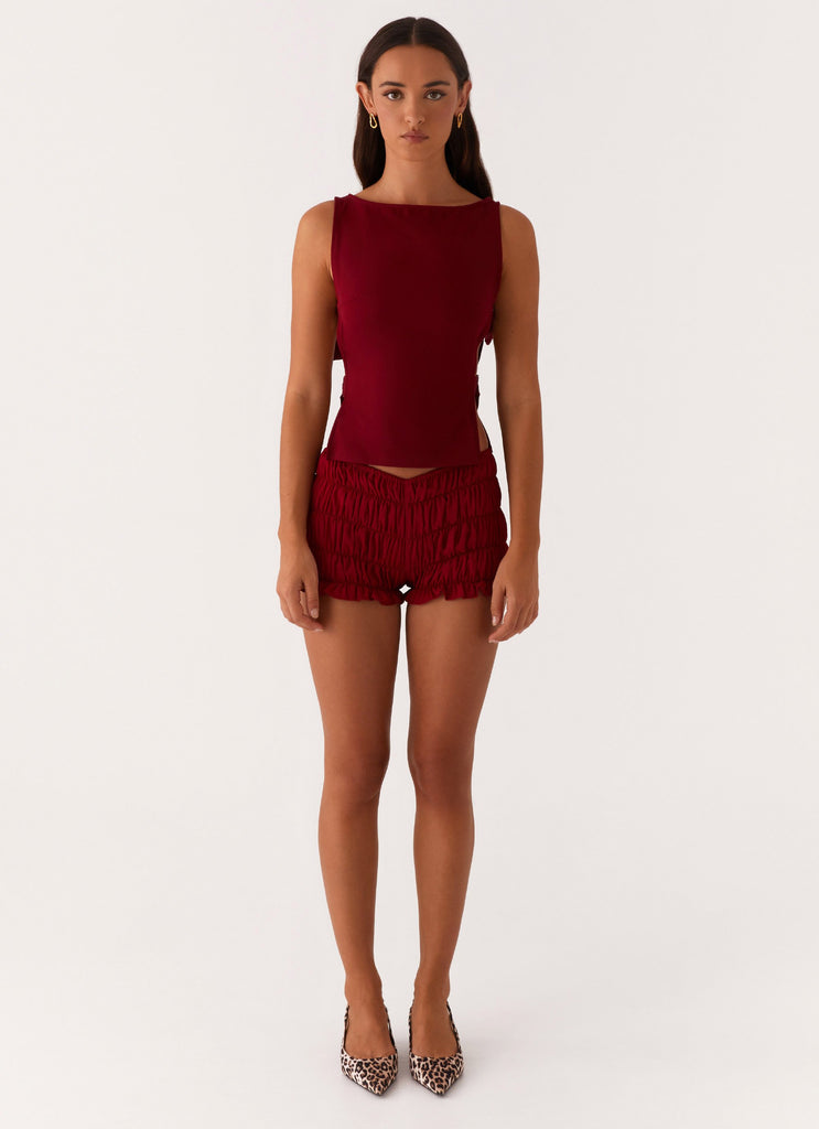Peppermayo Peppermayo Exclusive - Cherish You Buckle Top - Maroon
