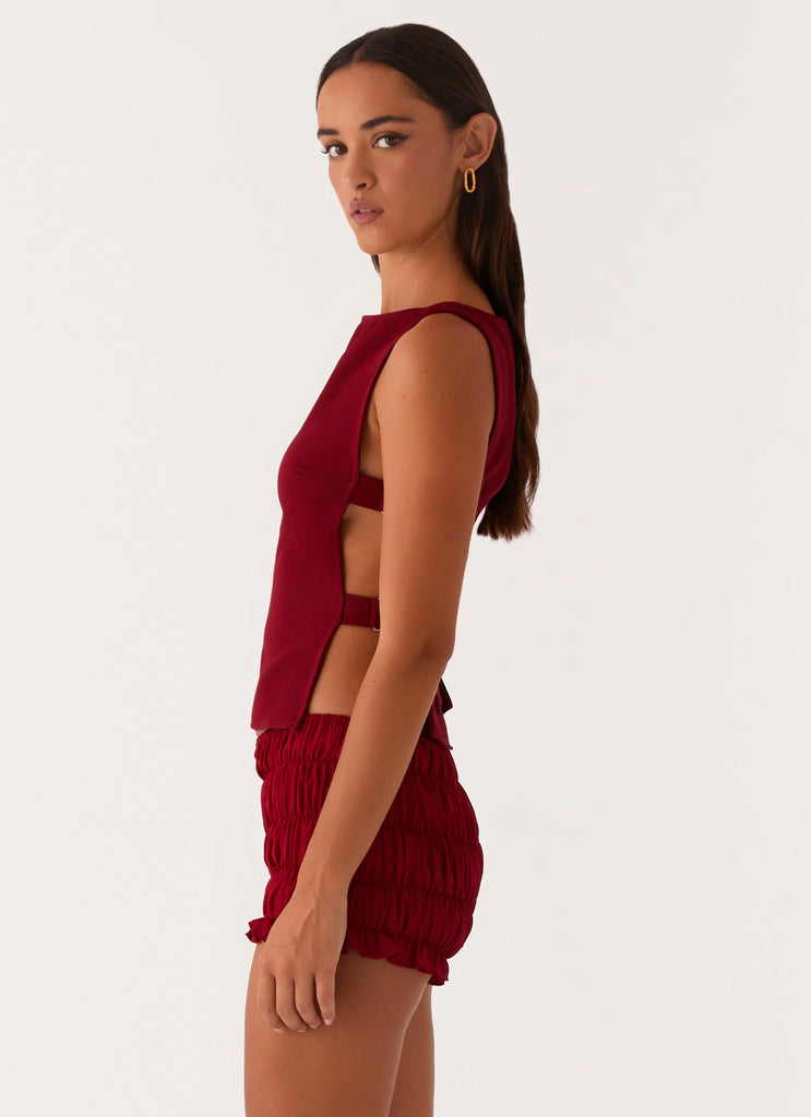 Peppermayo Peppermayo Exclusive - Cherish You Buckle Top - Maroon