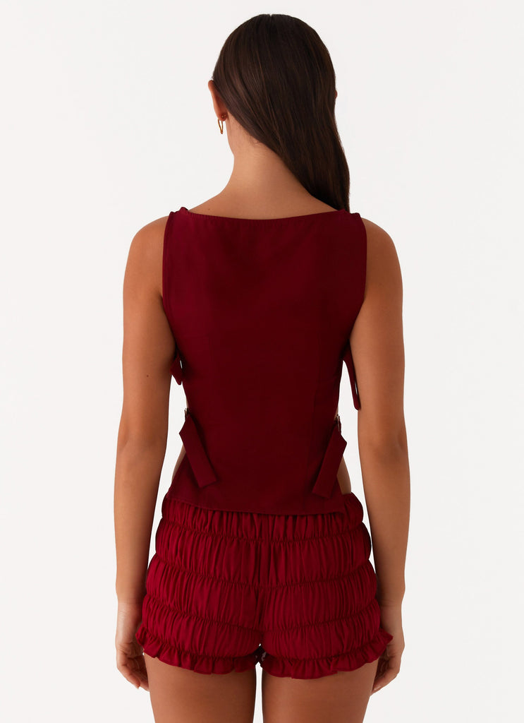 Peppermayo Peppermayo Exclusive - Cherish You Buckle Top - Maroon