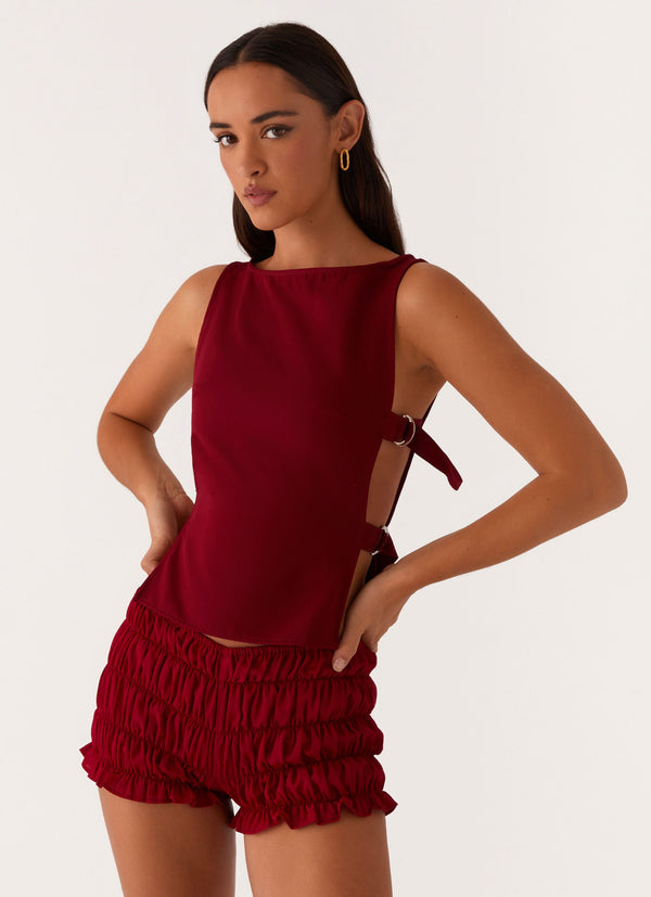 peppermayo Peppermayo Exclusive - Cherish You Buckle Top - Maroon