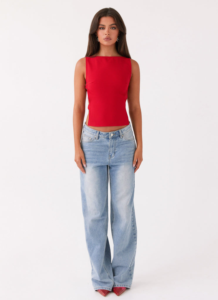 Peppermayo Peppermayo Exclusive - Cherish You Buckle Top - Red