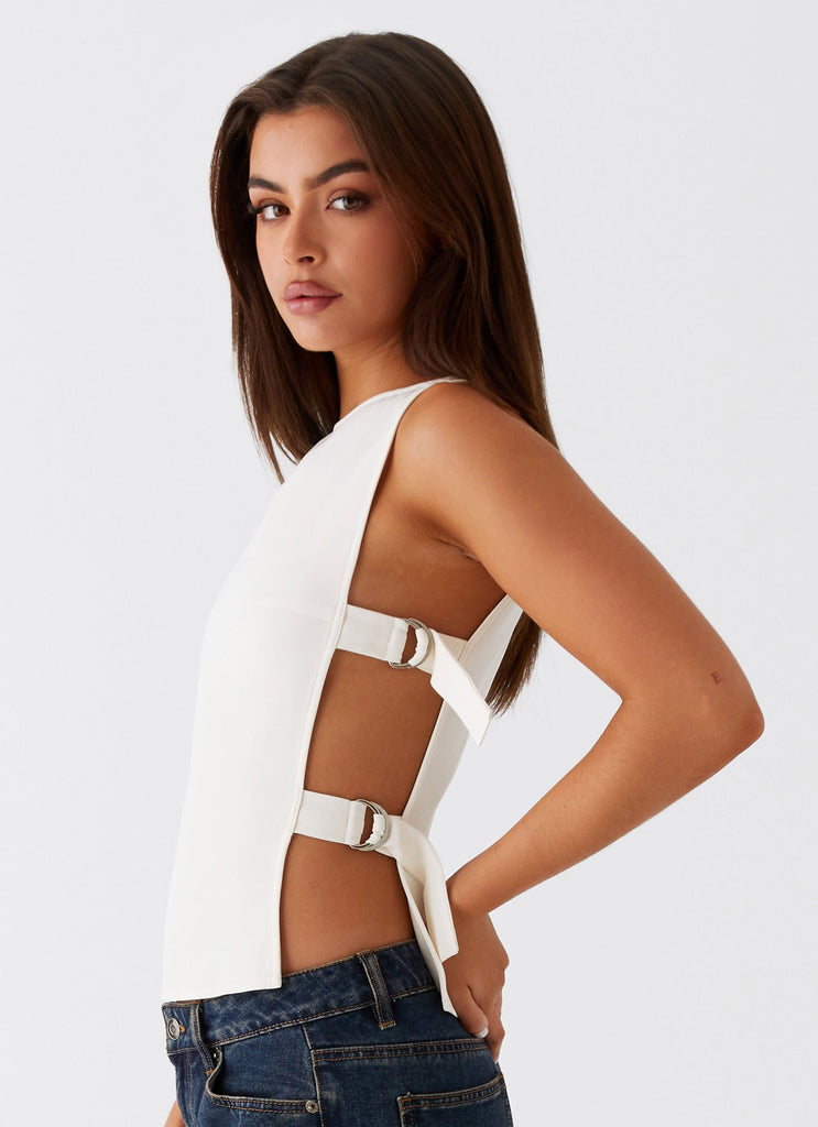 Peppermayo Peppermayo Exclusive - Cherish You Buckle Top - White