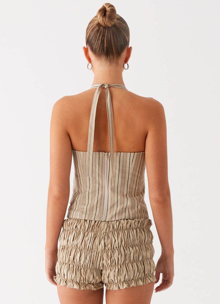 Peppermayo Peppermayo Exclusive - Cheryl Bustier Halter Top - Oatmeal Stripe