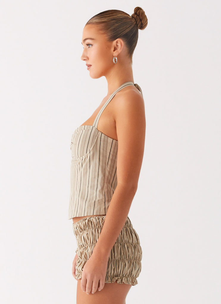 Peppermayo Peppermayo Exclusive - Cheryl Bustier Halter Top - Oatmeal Stripe