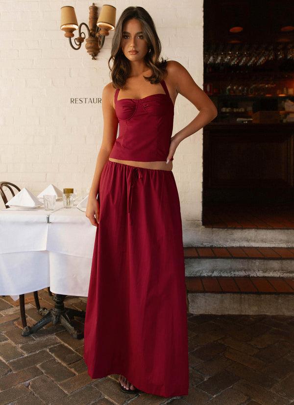 peppermayo Peppermayo Exclusive - Cheryl Maxi Skirt - Cherry Red