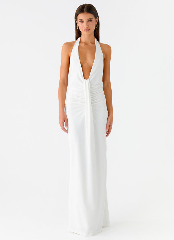 peppermayo Peppermayo Exclusive - Cheyenne Halter Neck Maxi Dress - Ivory