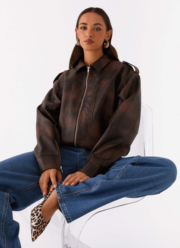 peppermayo Peppermayo Exclusive - Chicago Bomber Jacket - Chocolate