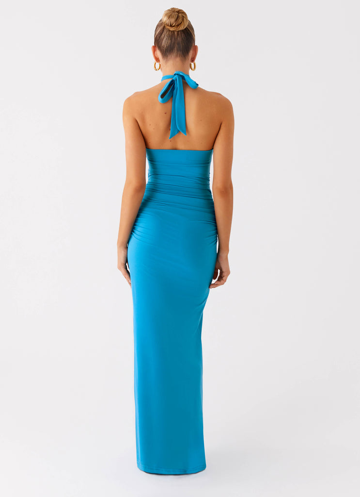 Peppermayo Peppermayo Exclusive - Chiquita Halter Maxi Dress - Turquoise Blue