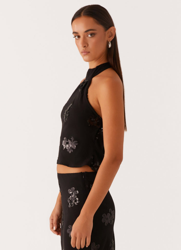 Peppermayo Peppermayo Exclusive - Cillian Sequin Halter Top - Black