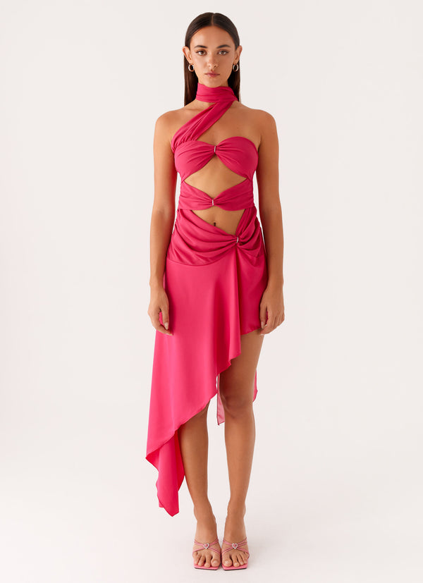 peppermayo Peppermayo Exclusive - Circa Scarf Midi Dress - Hot Pink