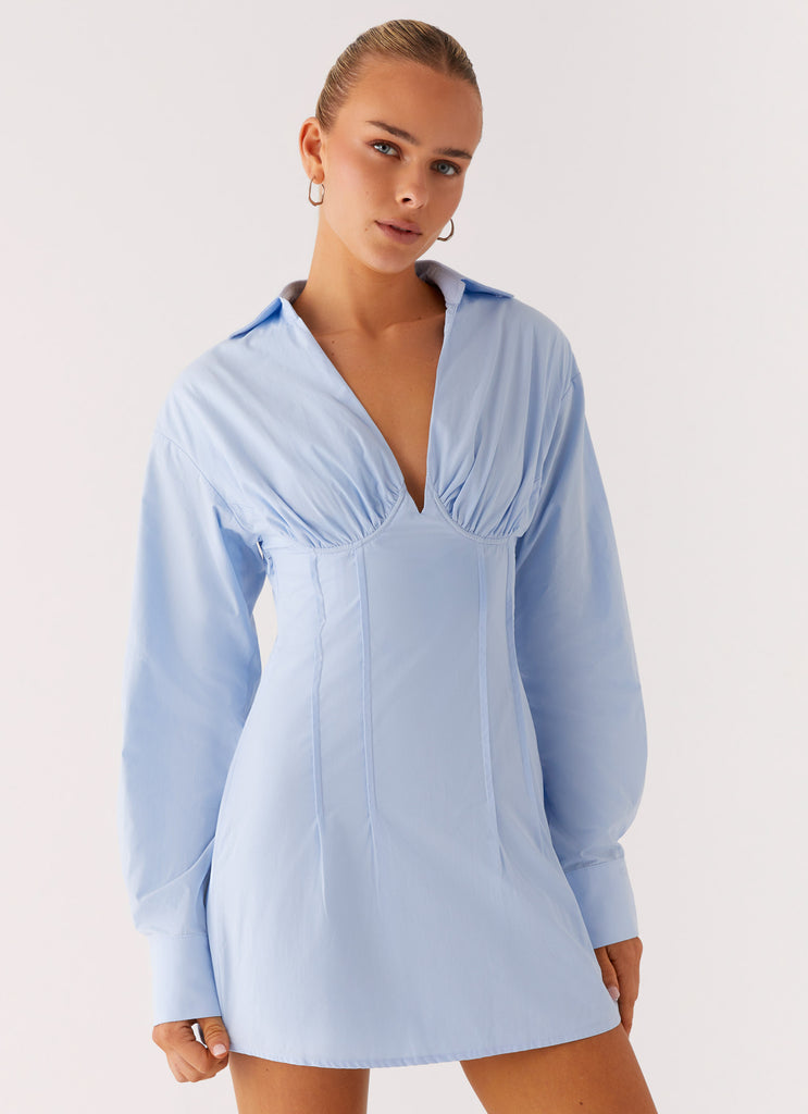 Peppermayo Peppermayo Exclusive - Clancy Mini Shirt Dress - Blue