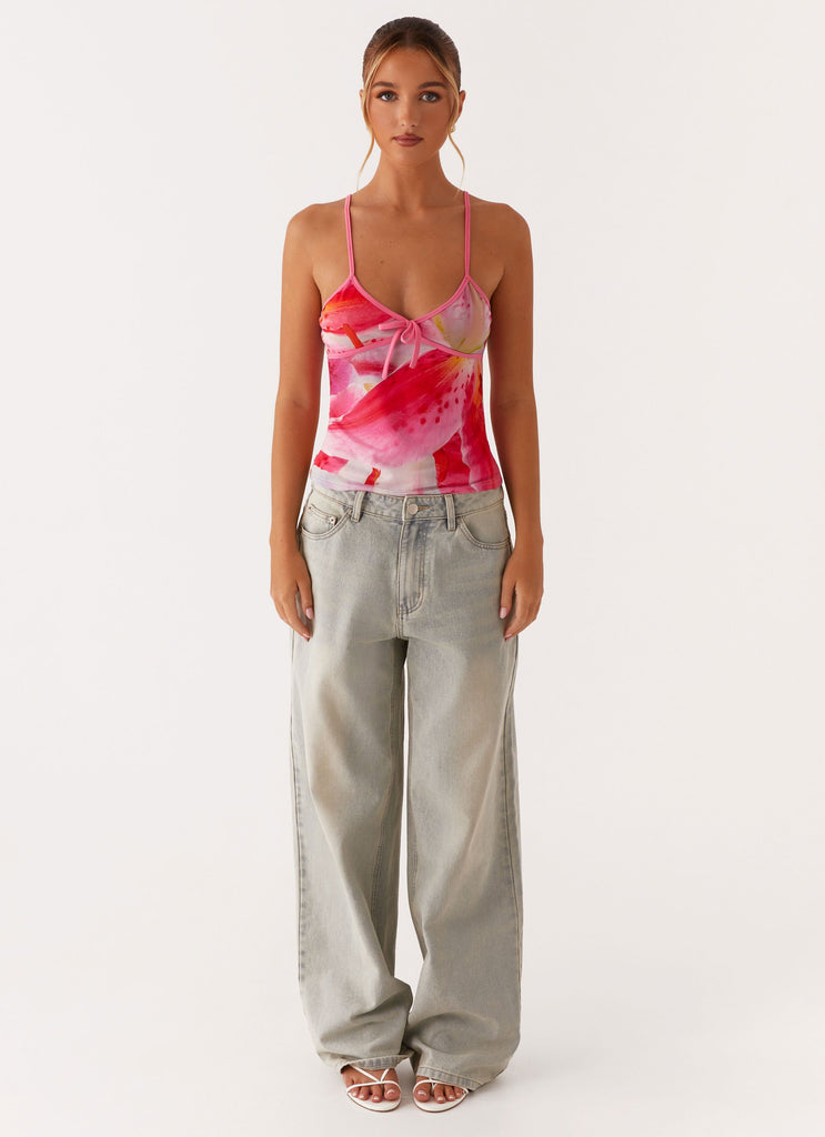 Peppermayo Peppermayo Exclusive - Claudie Mesh Top - White Pink Lilly