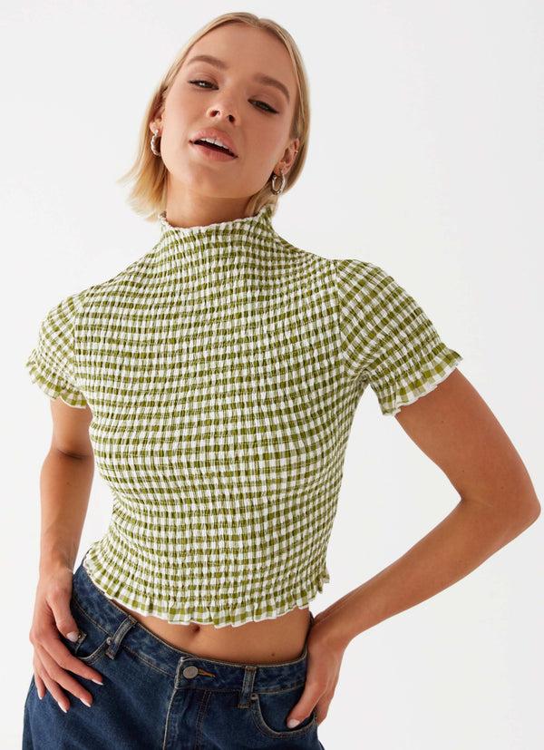 peppermayo Peppermayo Exclusive - Cleo Tee - Khaki Gingham