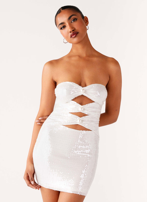 peppermayo Peppermayo Exclusive - Clyra Sequin Mini Dress - Ivory