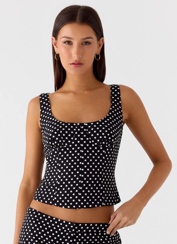 peppermayo Peppermayo Exclusive - Coastline Bustier Top - Black Polkadot