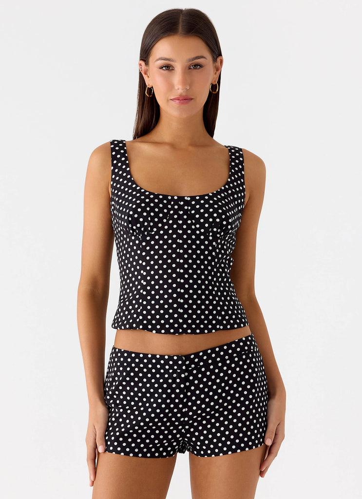 Peppermayo Peppermayo Exclusive - Coastline Mini Shorts - Black Polkadot