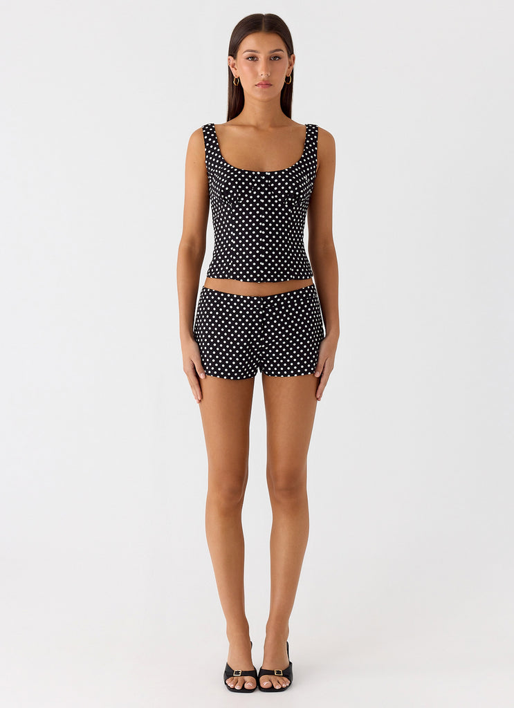Peppermayo Peppermayo Exclusive - Coastline Mini Shorts - Black Polkadot