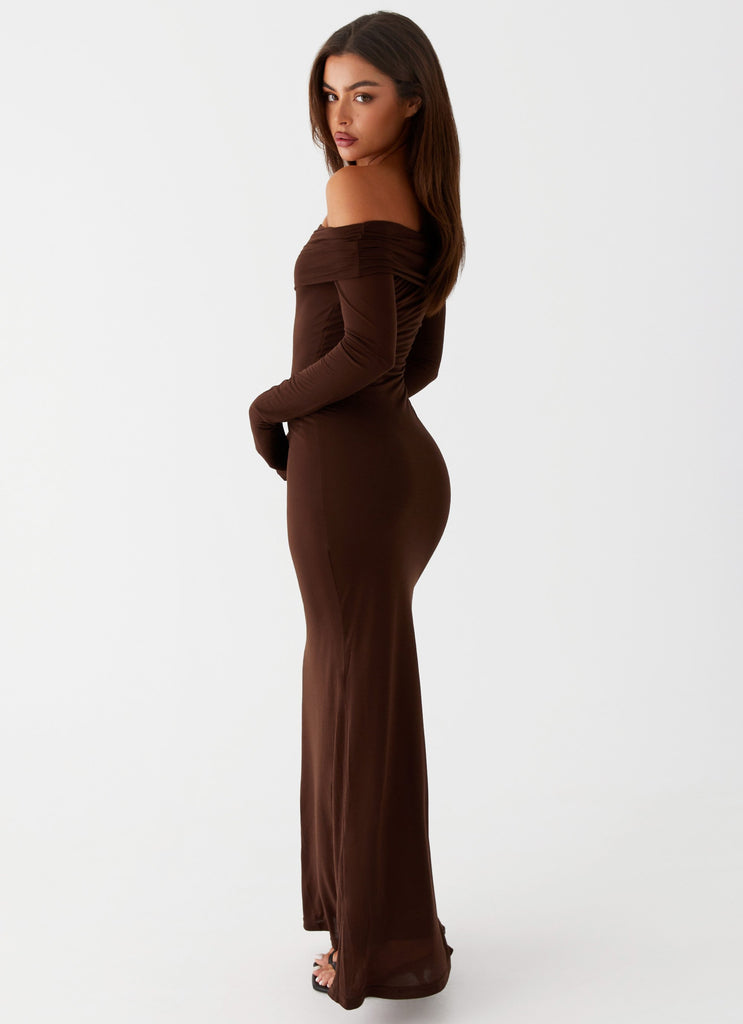 Peppermayo Peppermayo Exclusive - Cocoa Long Sleeve Maxi Dress - Chocolate