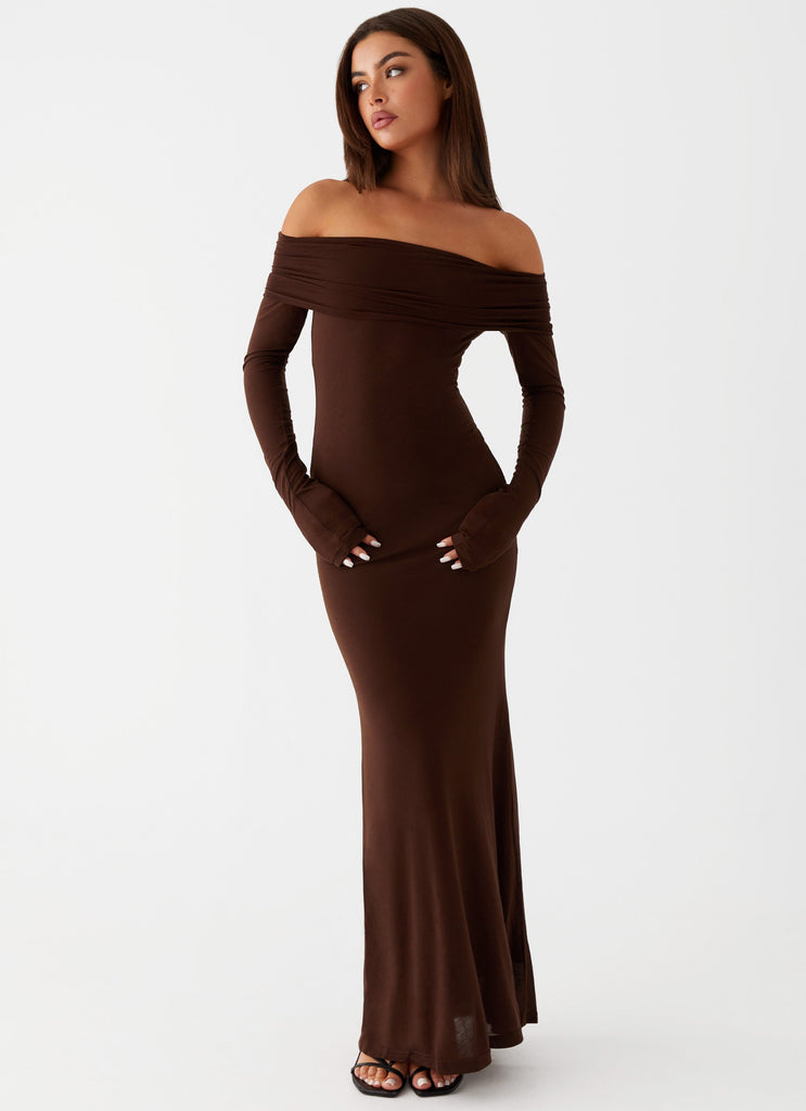 Peppermayo Peppermayo Exclusive - Cocoa Long Sleeve Maxi Dress - Chocolate