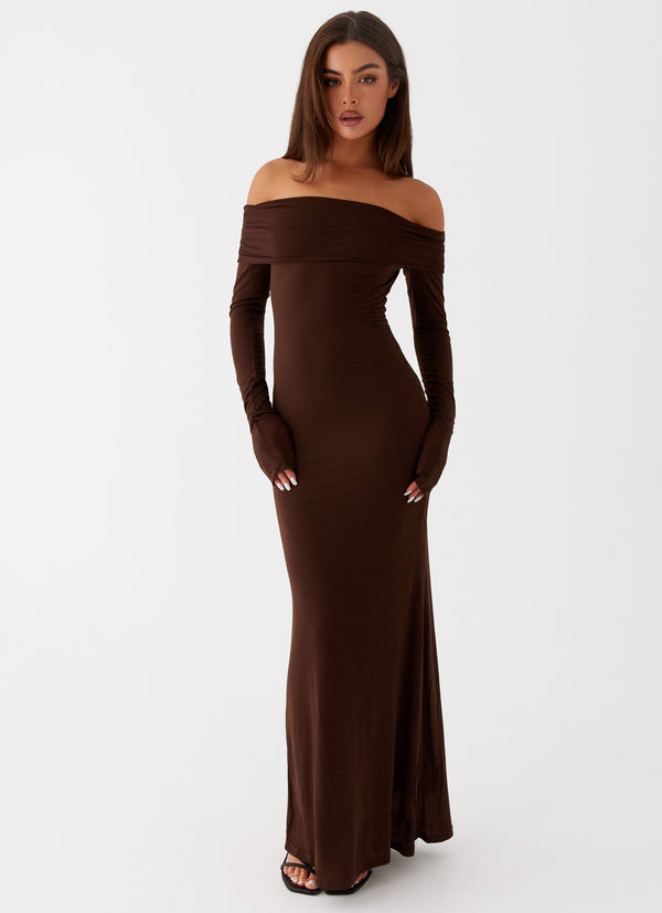 peppermayo Peppermayo Exclusive - Cocoa Long Sleeve Maxi Dress - Chocolate