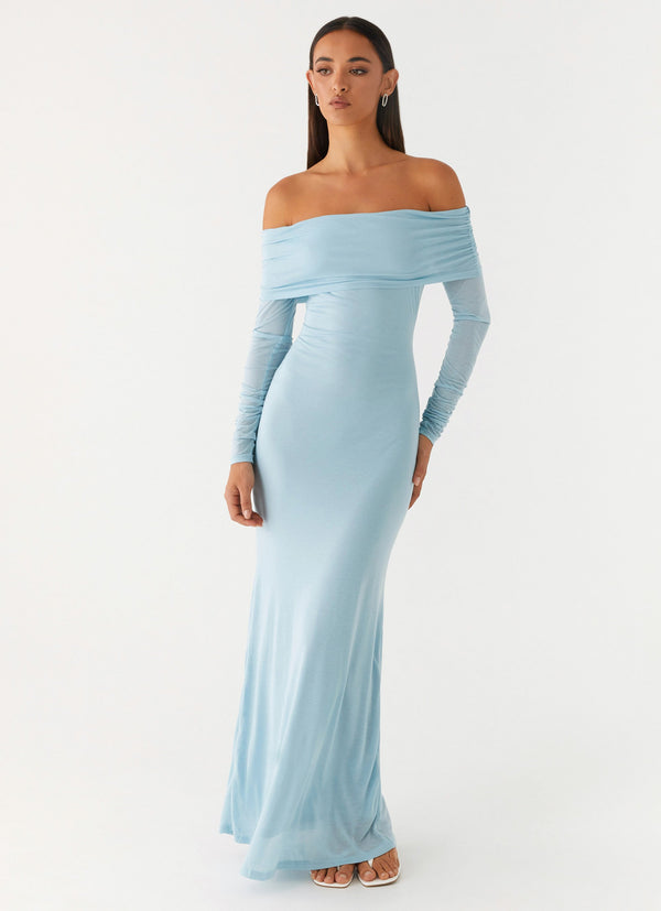 peppermayo Peppermayo Exclusive - Cocoa Long Sleeve Maxi Dress - Blue