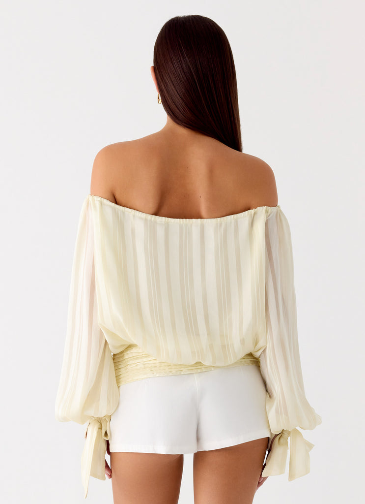 Peppermayo Peppermayo Exclusive - Coconut Kiss Off Shoulder Long Sleeve Top - Yellow