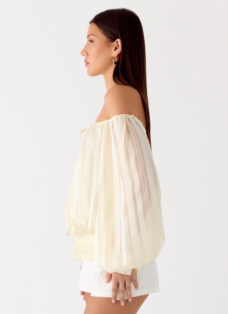 Peppermayo Peppermayo Exclusive - Coconut Kiss Off Shoulder Long Sleeve Top - Yellow